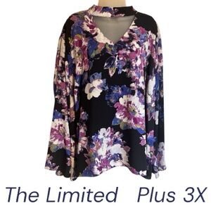 GORGEOUS  The Limited Women's Floral Blouse - Black/Purple  PLUS: 3X      BIN#S